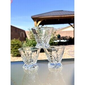 Set of 3 Crystal Julia Whiskey Glasses High Quality Hexagonal Weighted Base 6oz.